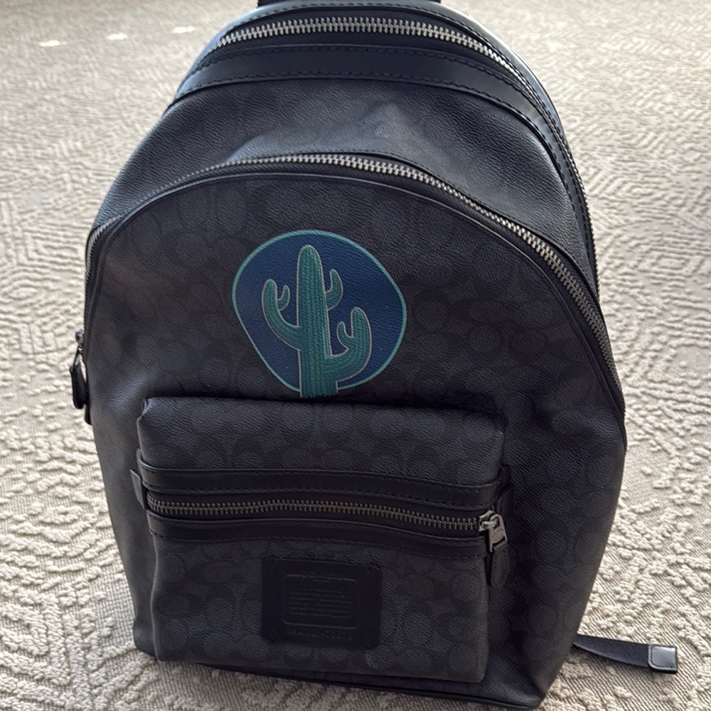 Coach Black Backpack with Cactus Design